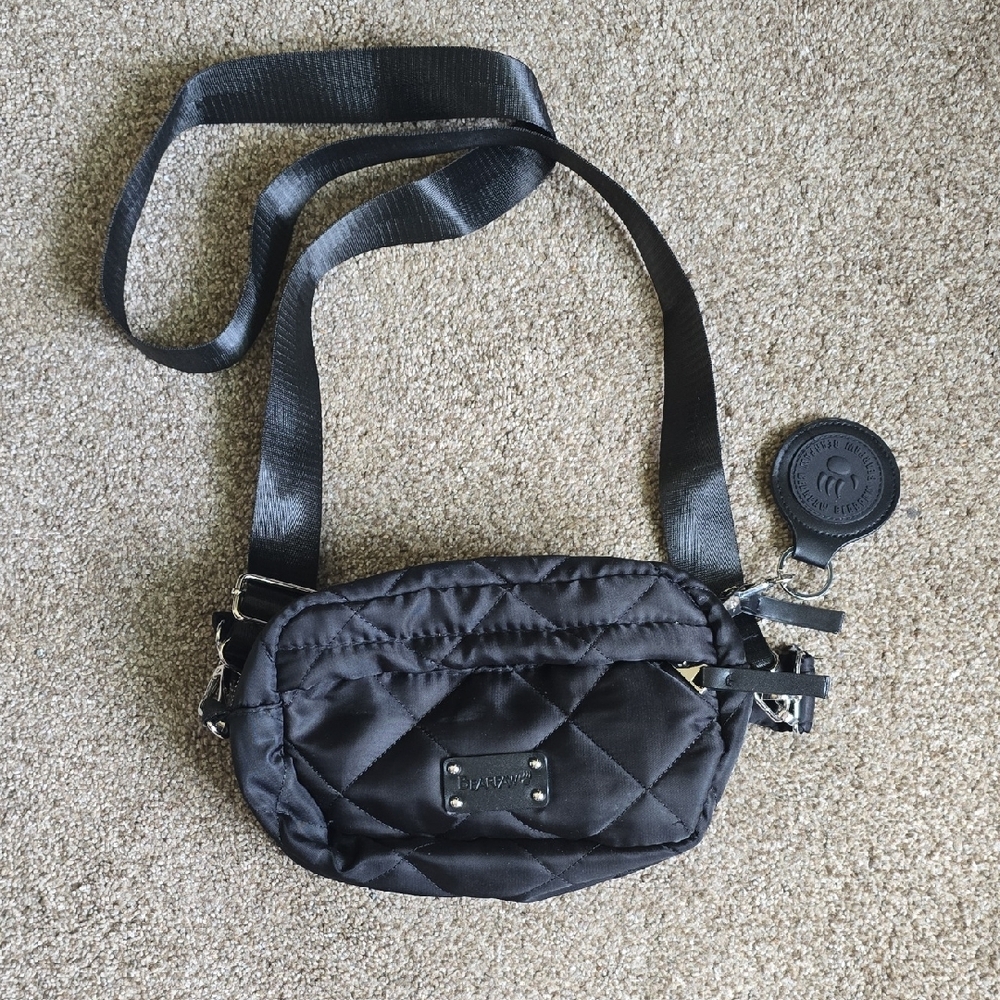 BearPaw Black Quilted Crossbody Bag with Adjustable Strap